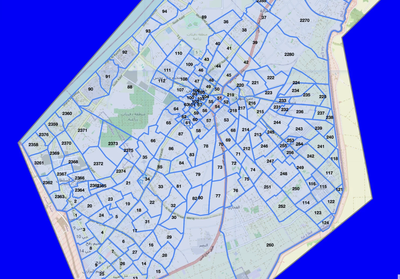 This screenshot of an online "evacuation zone map" of the Gaza Strip provided by the Israel Defense Forces shows parts of southern Gaza, including Khan Younis and Rafah. ©Israel Defense Forces/Screenshot by NPR - © naima